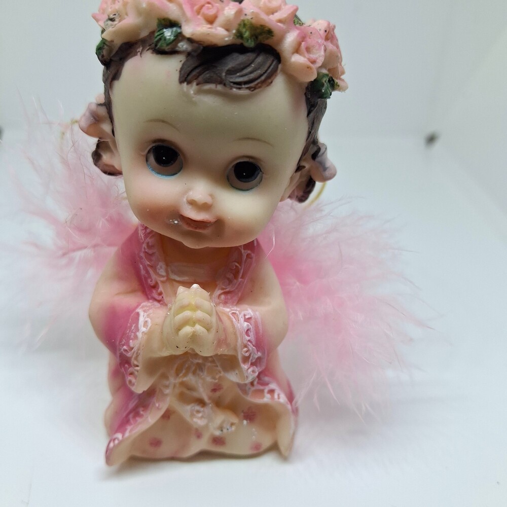 Praying Angel Figurine Pink Feather